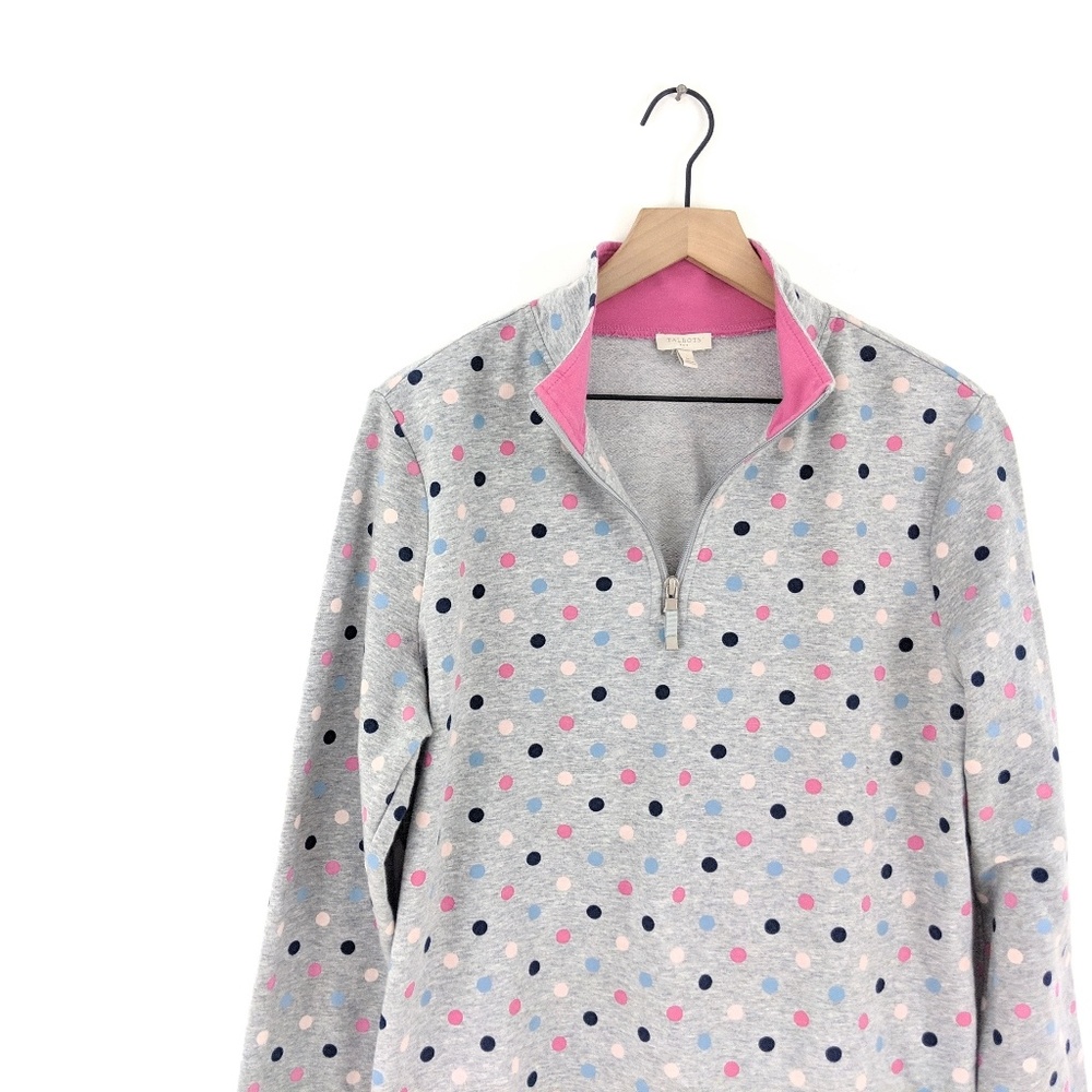 *talbots* lightweight zip polka dot pullover